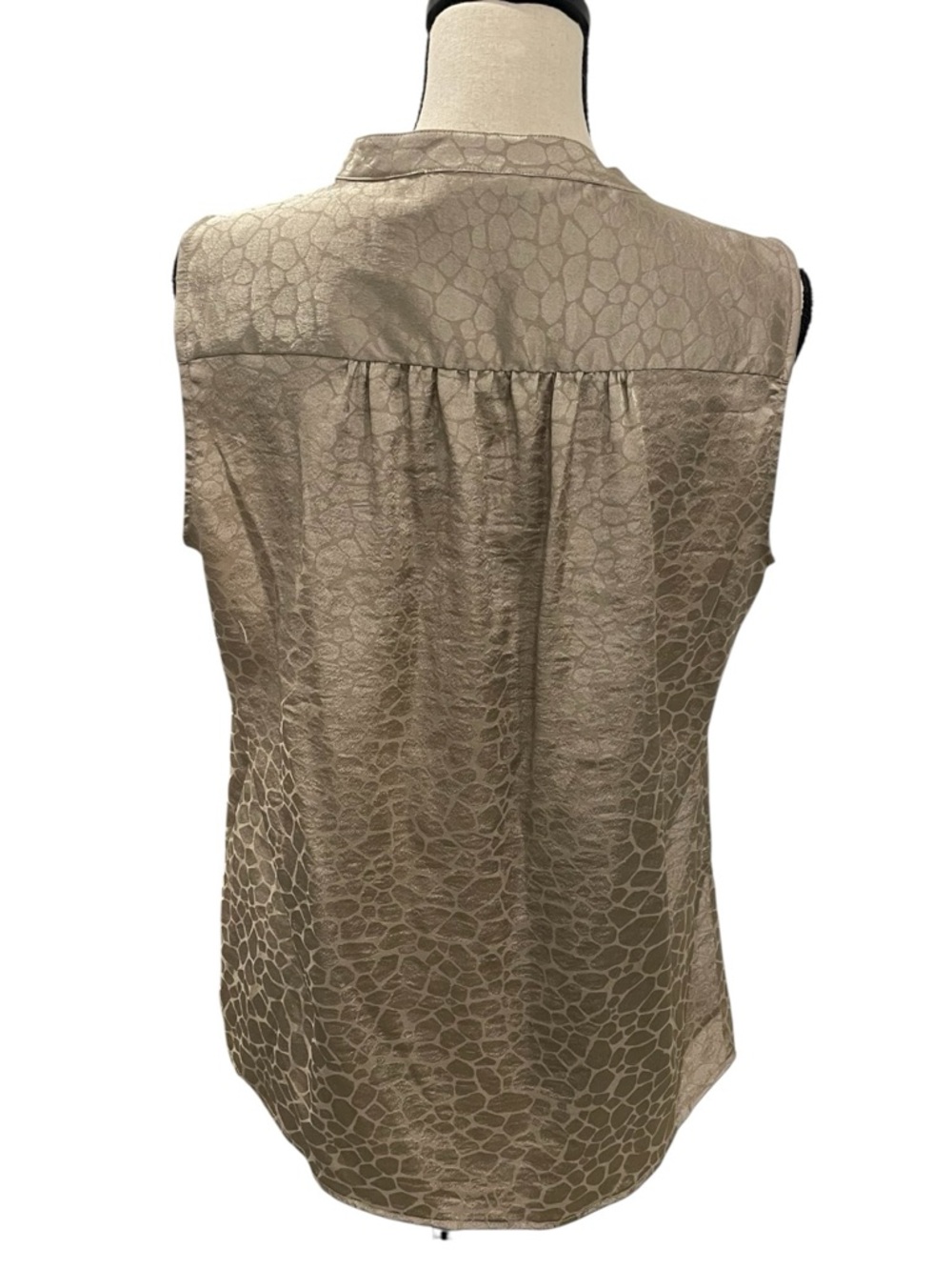Calvin Klein Gold Metallic Sleeveless Button-Front Shell - Picture 3 of 5